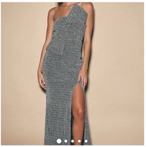 Silver gown with slit